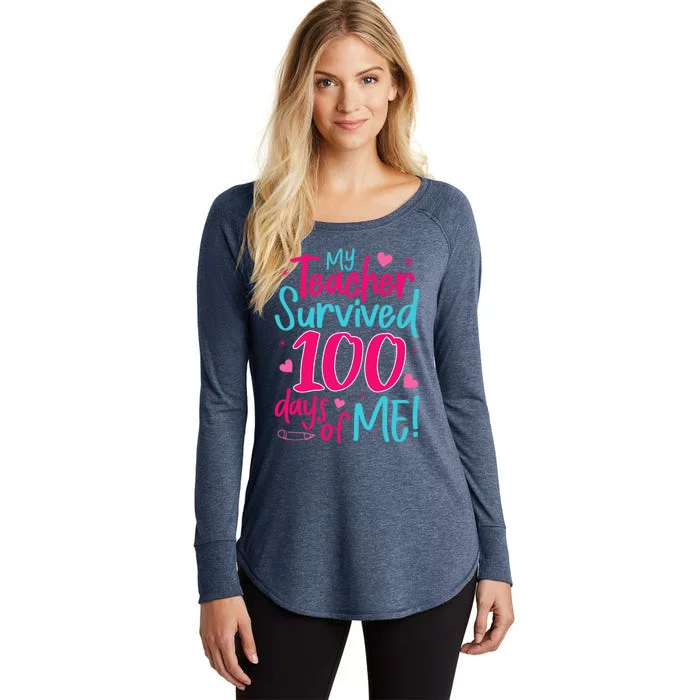 My Teacher Survived 100 Days Of Me Gift Women's Perfect Tri Tunic Long Sleeve Shirt