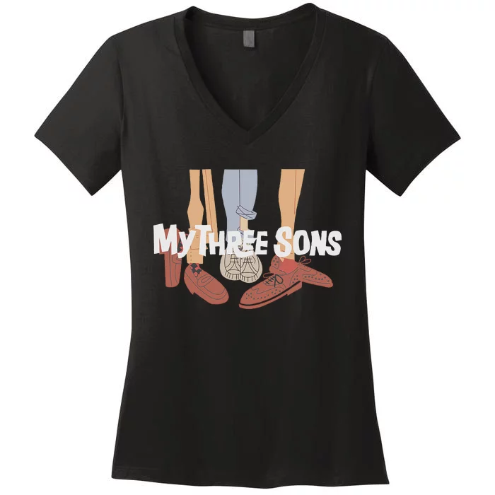 My Three Sons Shoes Retro Lover Gift Women's V-Neck T-Shirt