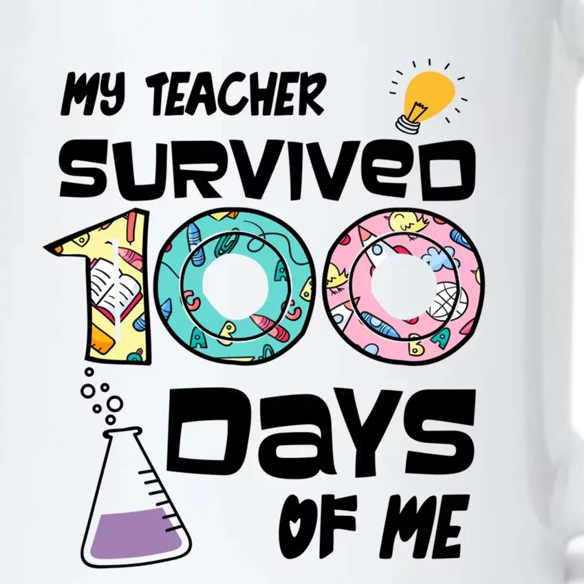 My Teacher Survived 100 Days Of Me Kindergarten Student Gift Black Color Changing Mug