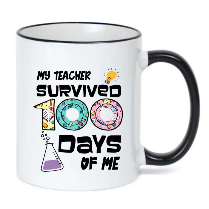 My Teacher Survived 100 Days Of Me Kindergarten Student Gift Black Color Changing Mug