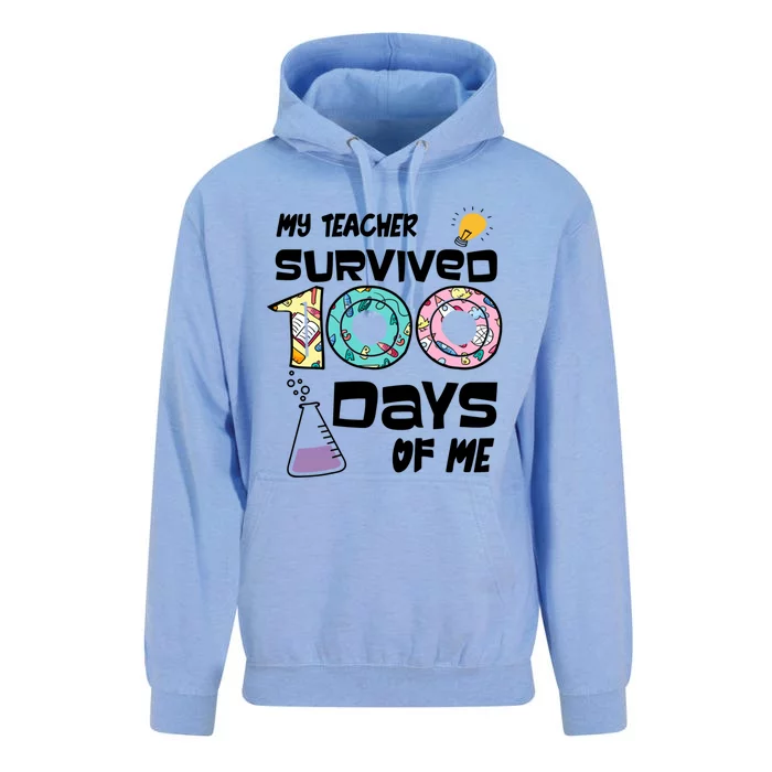 My Teacher Survived 100 Days Of Me Kindergarten Student Gift Unisex Surf Hoodie