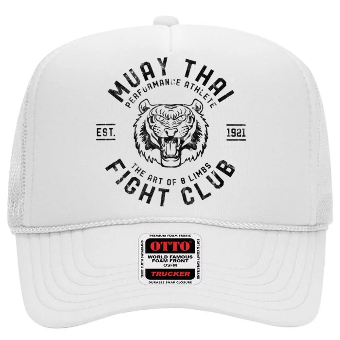 Muay Thai Street Fight Club MMA Tiger Kick Boxing Club High Crown Mesh Trucker Hat