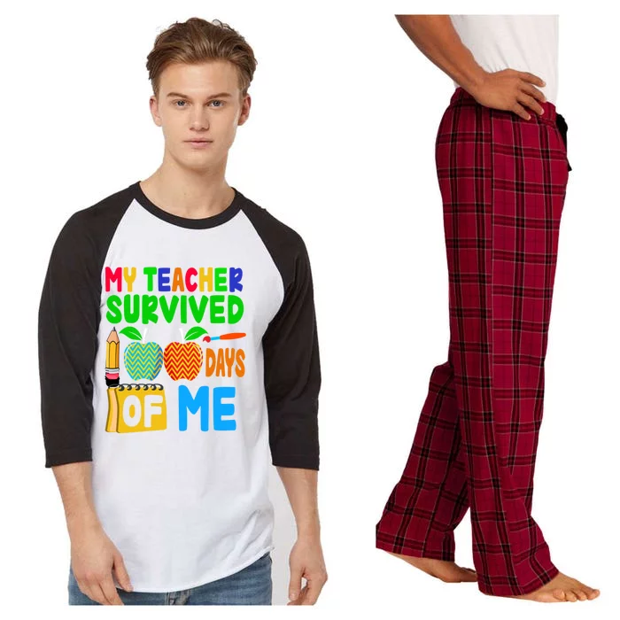 My Teacher Survived 100 Days Of Me Gift Teachers Students Gift Raglan Sleeve Pajama Set