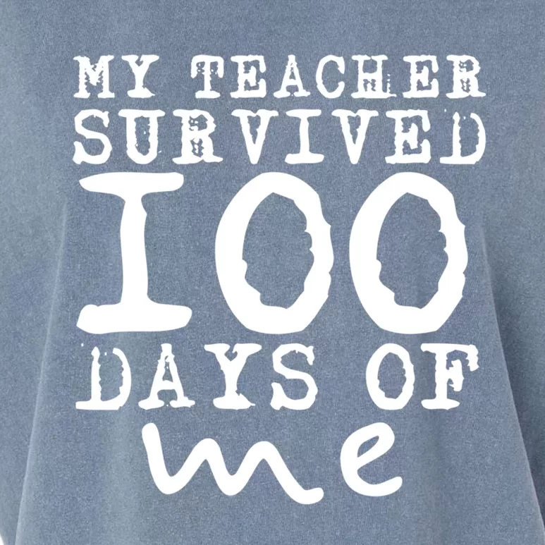 My Teacher Survived 100 Days Of Me Funny Students Gift Garment-Dyed Women's Muscle Tee