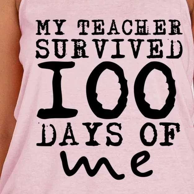 My Teacher Survived 100 Days Of Me Funny Students Gift Women's Knotted Racerback Tank