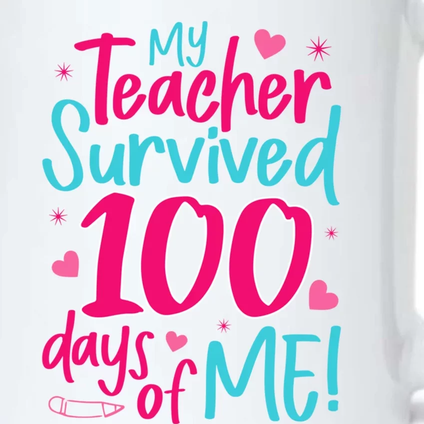 My Teacher Survived 100 Days Of Me Gift Black Color Changing Mug