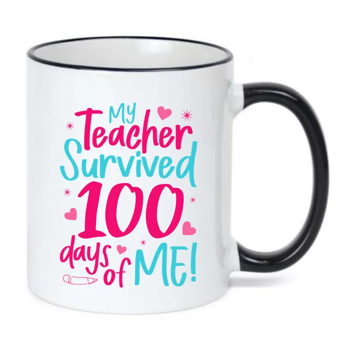 My Teacher Survived 100 Days Of Me Gift Black Color Changing Mug