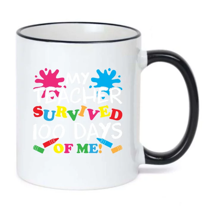 My Teacher Survived 100 Days Of Me Happy 100th Day School Gift Black Color Changing Mug