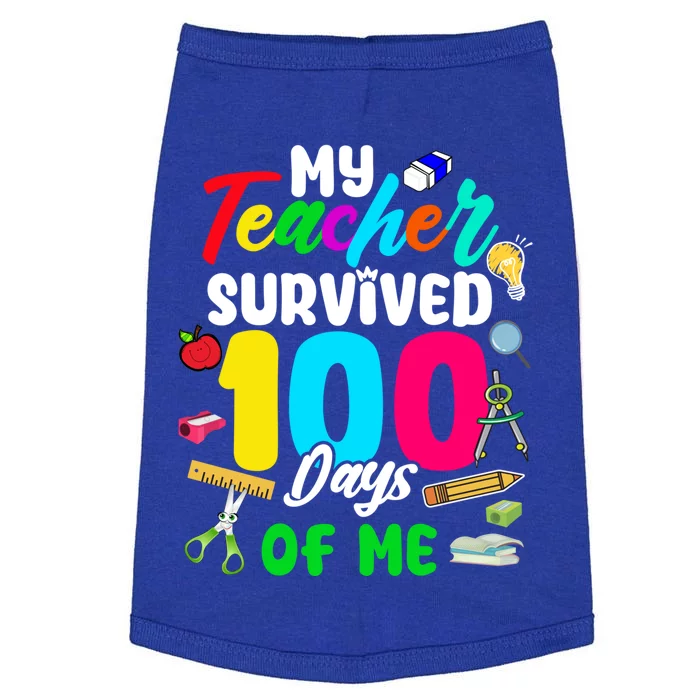 My Teacher Survived 100 Days Of Me School Gift Doggie Tank