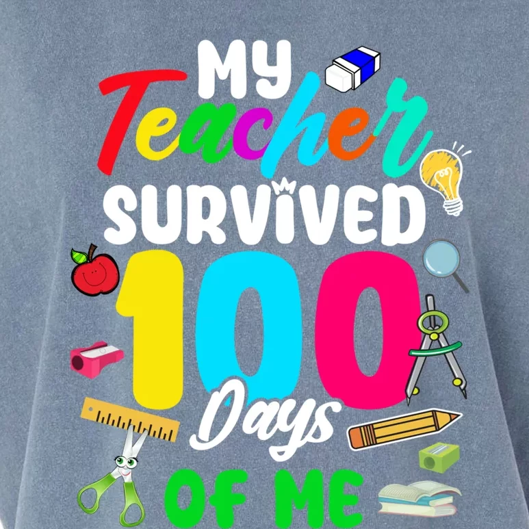 My Teacher Survived 100 Days Of Me School Gift Garment-Dyed Women's Muscle Tee