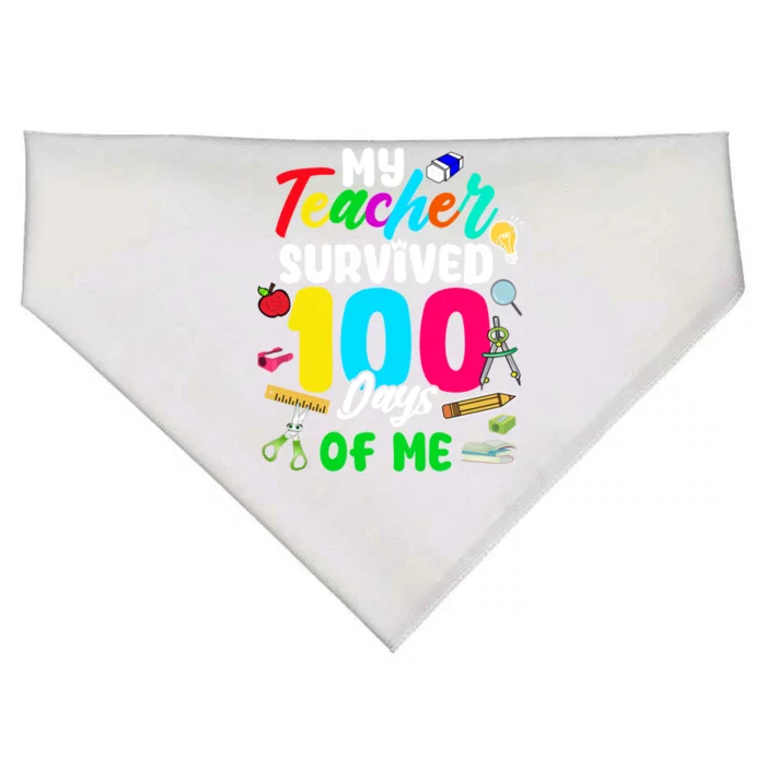 My Teacher Survived 100 Days Of Me School Gift USA-Made Doggie Bandana