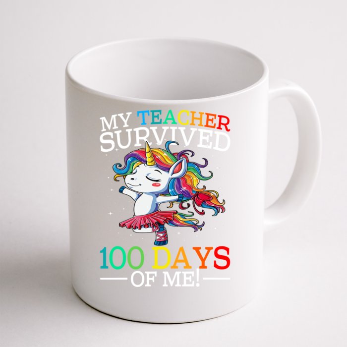 My Teacher Survived 100 Days Of Me Unicorn Gift Front & Back Coffee Mug