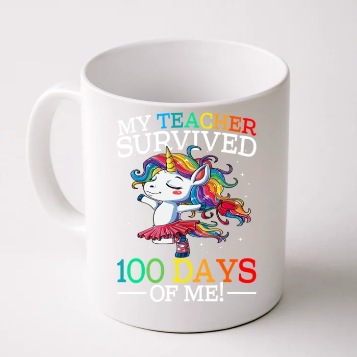 My Teacher Survived 100 Days Of Me Unicorn Gift Front & Back Coffee Mug