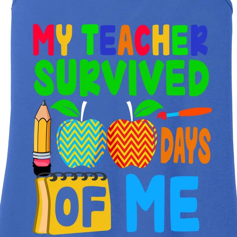 My Teacher Survived 100 Days Of Me Gift Teachers Students Gift Ladies Essential Tank