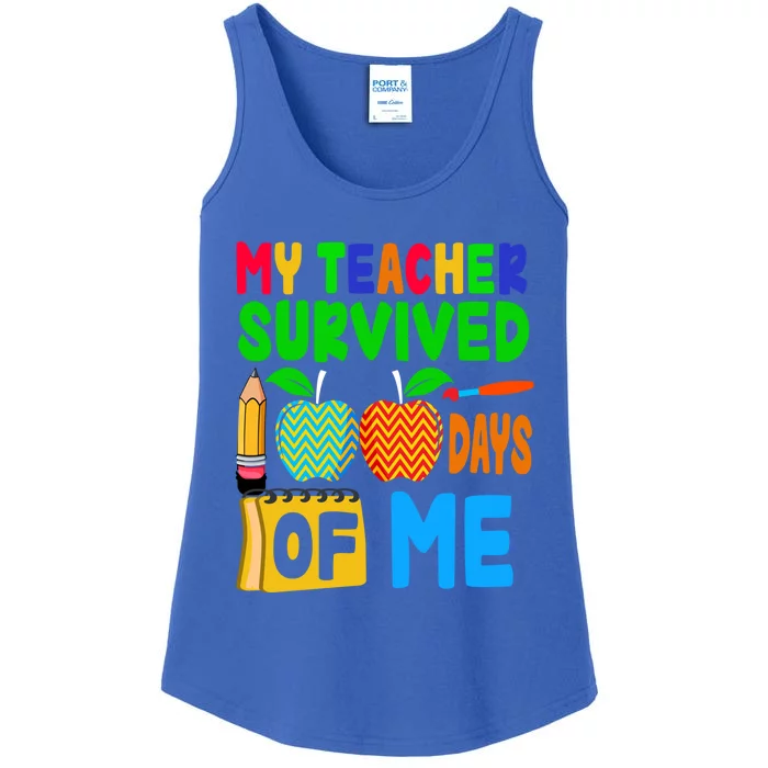 My Teacher Survived 100 Days Of Me Gift Teachers Students Gift Ladies Essential Tank