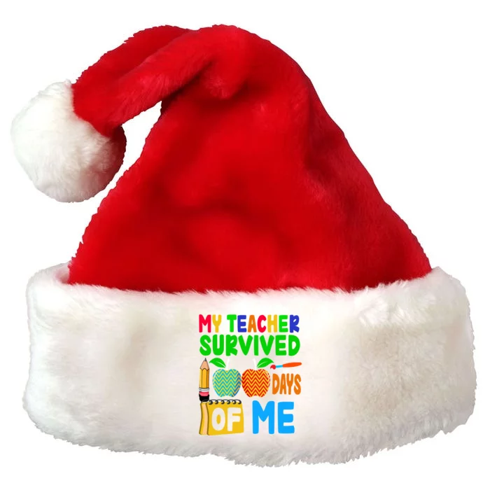 My Teacher Survived 100 Days Of Me Gift Teachers Students Gift Premium Christmas Santa Hat