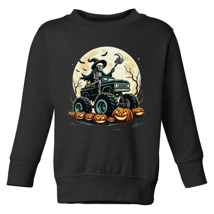 Monster Truck Skeleton Halloween Scary Skeleton Mummy Toddler Sweatshirt