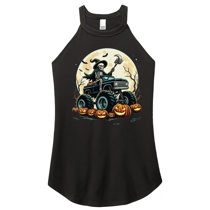 Monster Truck Skeleton Halloween Scary Skeleton Mummy Women’s Perfect Tri Rocker Tank