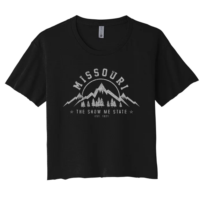 Missouri The Show Me State Est. 1821 Vintage Mountains Gift Women's Crop Top Tee