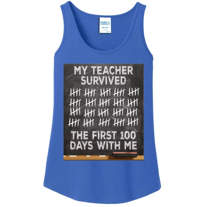 My Teacher Survived 100 Days With Me Tallies Gift Ladies Essential Tank