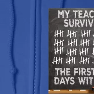 My Teacher Survived 100 Days With Me Tallies Gift Full Zip Hoodie