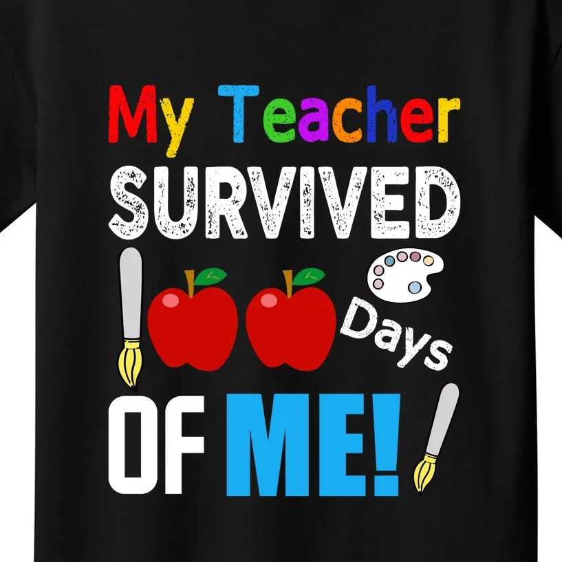 My Teacher Survived 100 Days Of Me Funny School Kids T-Shirt