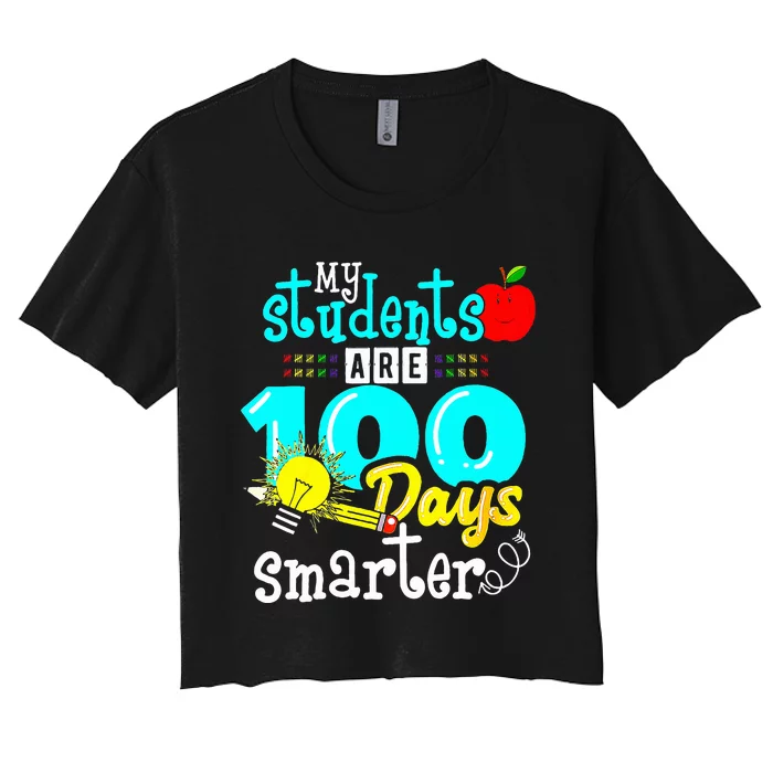 My Teacher Survived 100 Days Of Me Funny Women's Crop Top Tee