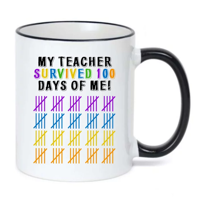 My Teacher Survived 100 Days Of Me Funny Black Color Changing Mug