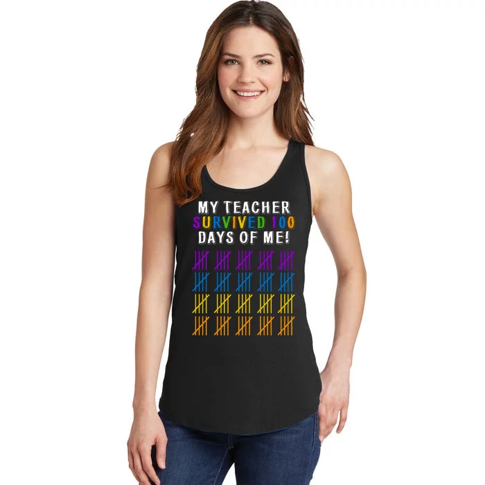 My Teacher Survived 100 Days Of Me Funny Ladies Essential Tank