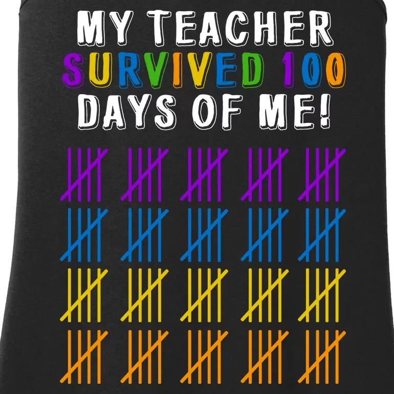 My Teacher Survived 100 Days Of Me Funny Ladies Essential Tank