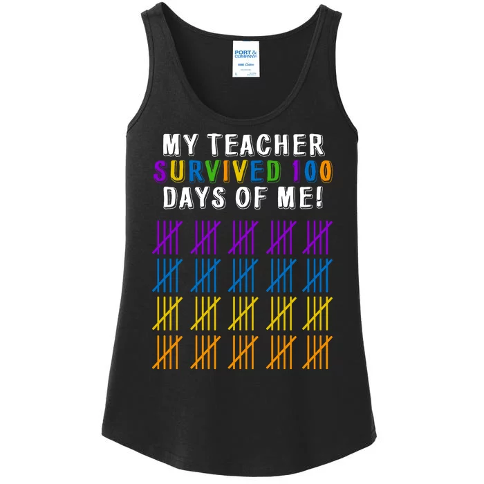 My Teacher Survived 100 Days Of Me Funny Ladies Essential Tank