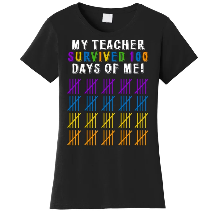 My Teacher Survived 100 Days Of Me Funny Women's T-Shirt