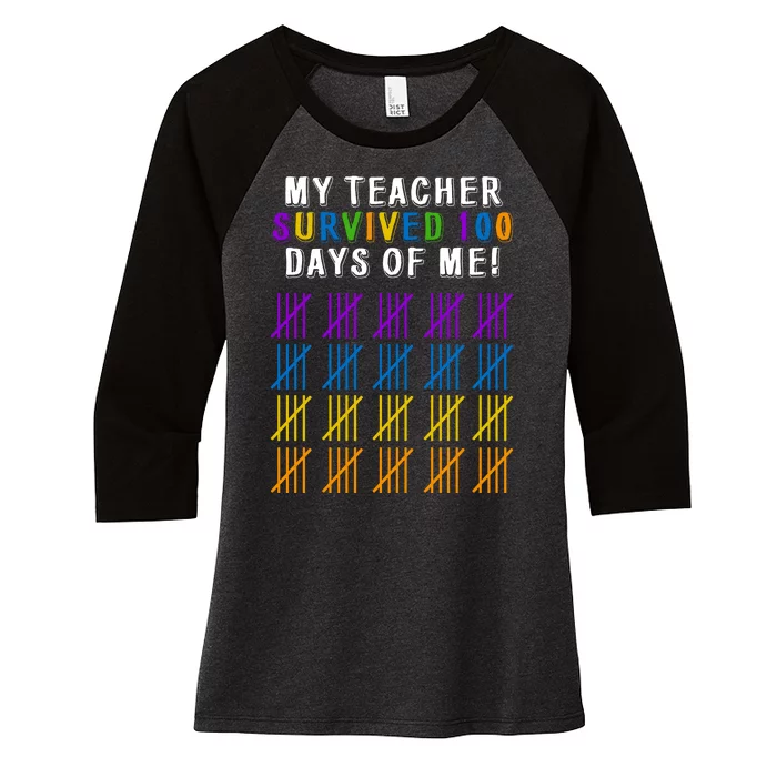 My Teacher Survived 100 Days Of Me Funny Women's Tri-Blend 3/4-Sleeve Raglan Shirt