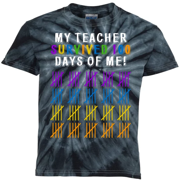 My Teacher Survived 100 Days Of Me Funny Kids Tie-Dye T-Shirt