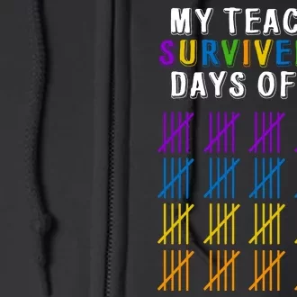 My Teacher Survived 100 Days Of Me Funny Full Zip Hoodie