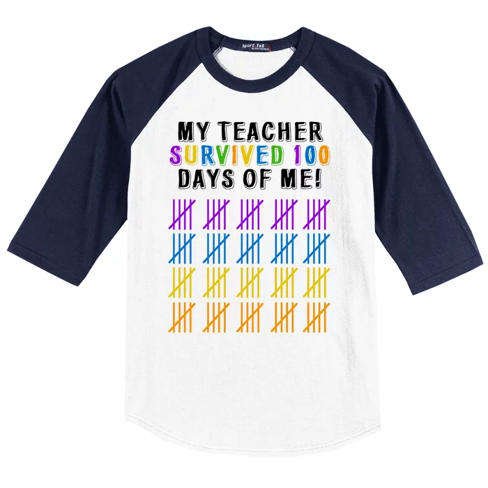 My Teacher Survived 100 Days Of Me Funny Baseball Sleeve Shirt