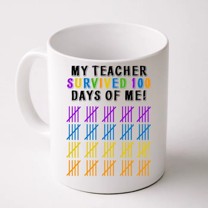 My Teacher Survived 100 Days Of Me Funny Front & Back Coffee Mug