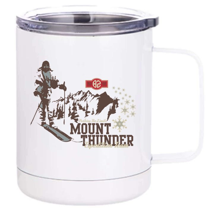 Mount Thunder Skiing Ski Gift Front & Back 12oz Stainless Steel Tumbler Cup