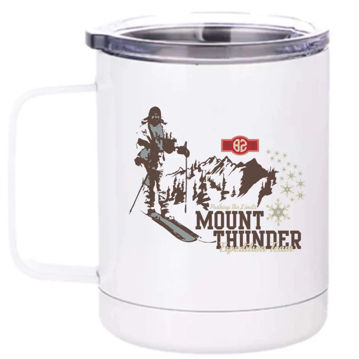 Mount Thunder Skiing Ski Gift Front & Back 12oz Stainless Steel Tumbler Cup