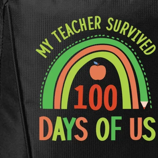 My Teacher Survived 100 Days Of Us 100 Days Of School Gift City Backpack