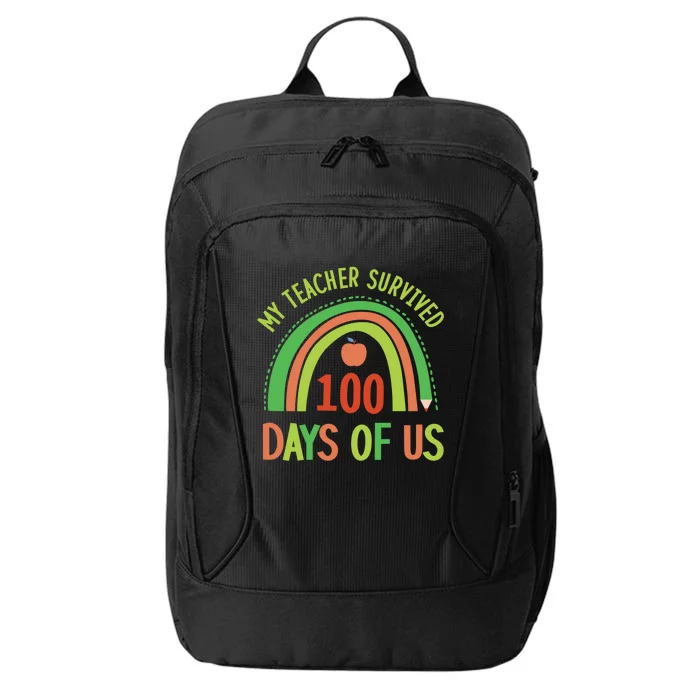 My Teacher Survived 100 Days Of Us 100 Days Of School Gift City Backpack