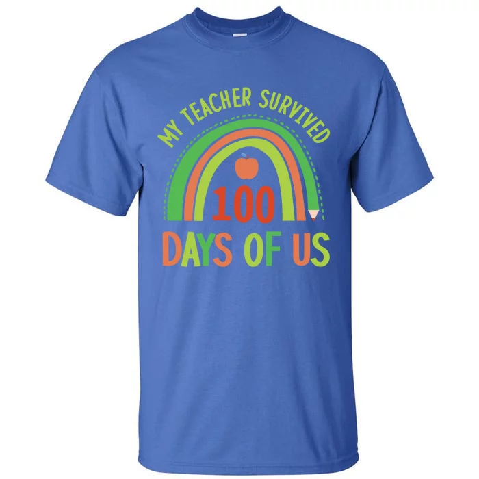 My Teacher Survived 100 Days Of Us 100 Days Of School Gift Tall T-Shirt