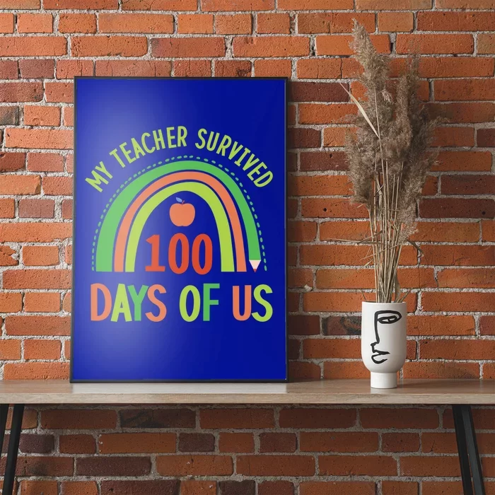 My Teacher Survived 100 Days Of Us 100 Days Of School Gift Poster