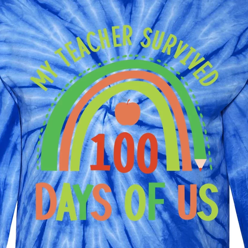 My Teacher Survived 100 Days Of Us 100 Days Of School Gift Tie-Dye Long Sleeve Shirt