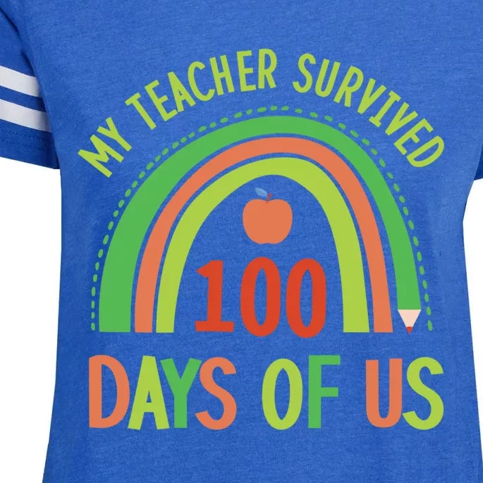 My Teacher Survived 100 Days Of Us 100 Days Of School Gift Enza Ladies Jersey Football T-Shirt