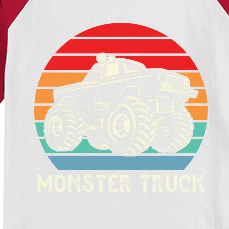 Monster Truck Sunset Cool Gift Kids Colorblock Raglan Jersey