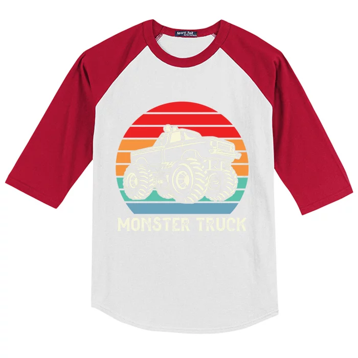 Monster Truck Sunset Cool Gift Kids Colorblock Raglan Jersey