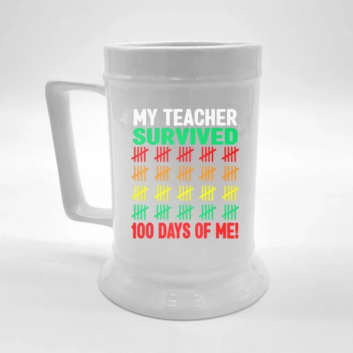 My Teacher Survived Funny 100 Days Of School Front & Back Beer Stein