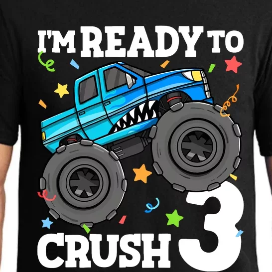 Monster Truck Shark 3rd Birthday Boy 3 Three Pajama Set