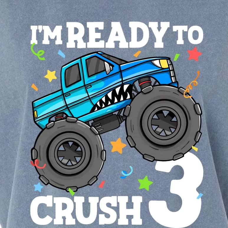 Monster Truck Shark 3rd Birthday Boy 3 Three Garment-Dyed Women's Muscle Tee